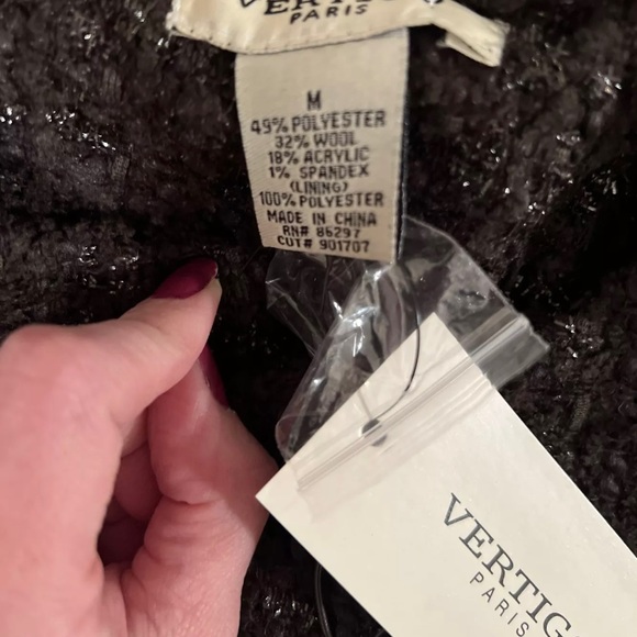 vertigo paris brown tweed sparkle frayed hem jacket sz. Med $360 - Picture 3 of 5